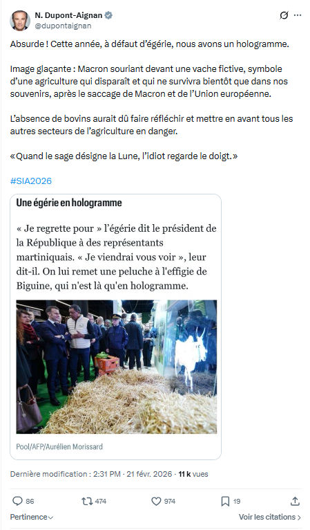 Nicolas Dupont-Aignan: Absurde ! Cette année, à défaut d’égérie...