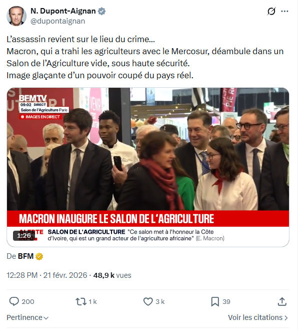 Nicolas Dupont-Aignan: L’assassin revient sur le lieu du crime...