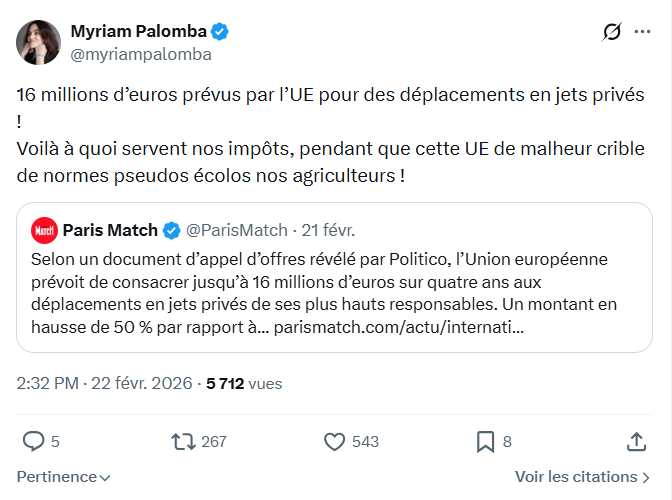 Myriam Palomba: 16 millions d’euros prévus par l’UE pour des déplacements...