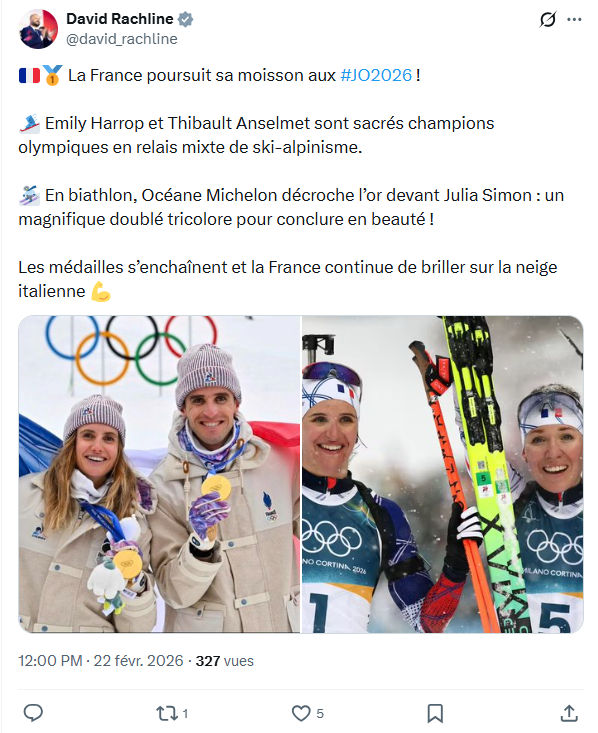 David Rachline: La France poursuit sa moisson aux #JO2026...