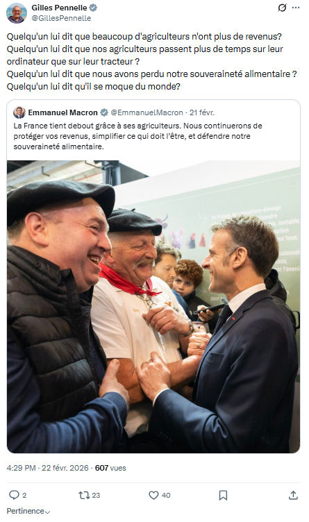 Gilles Pennelle: Quelqu'un lui dit que beaucoup d'agriculteurs...