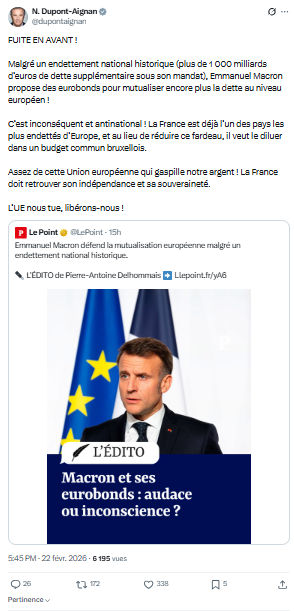 Nicolas Dupont-Aignan: FUITE EN AVANT...