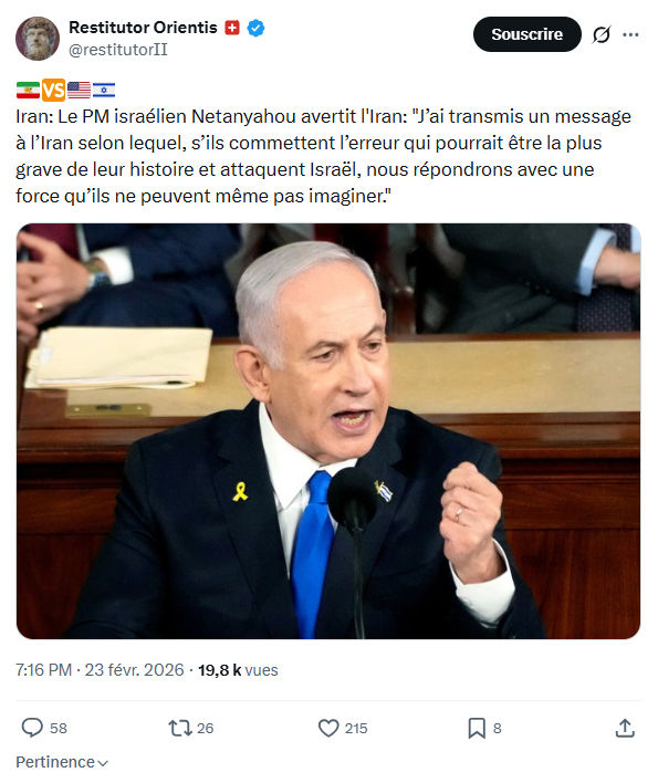Restitutor Orientis: Iran: Le PM israélien Netanyahou...