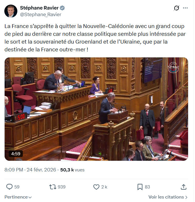 Stéphane Ravier: La France s’apprête à quitter la Nouvelle-Calédonie...