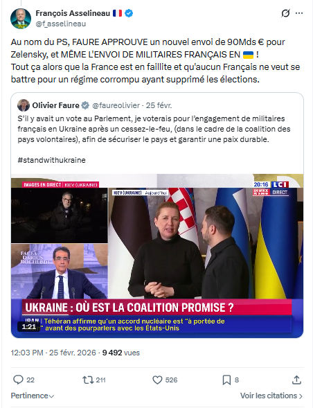 Francois Asselineau: Au nom du PS, FAURE APPROUVE...