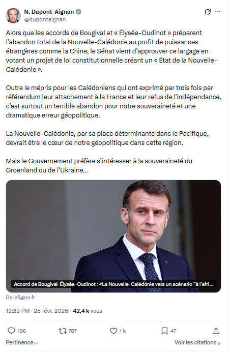 Nicolas Dupont-Aignan: Alors que les accords de Bougival et « Élysée-Oudinot »...