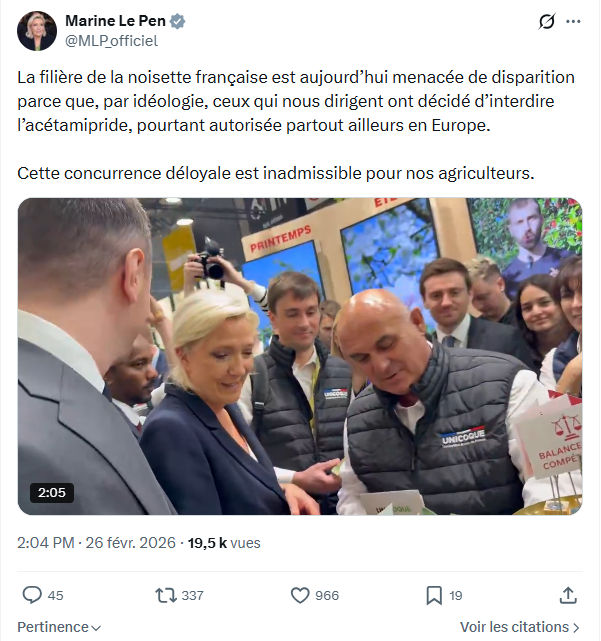 Marine Le Pen: La filière de la noisette française est aujourd’hui...