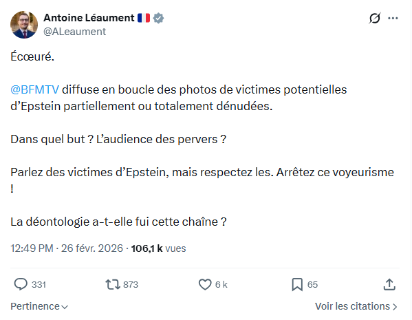 Antoine Léaument: Écœuré.  @BFMTV...