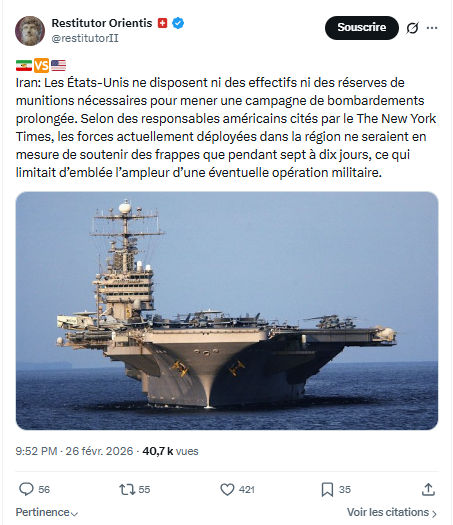 Restitutor Orientis: Iran: Les États-Unis ne disposent...