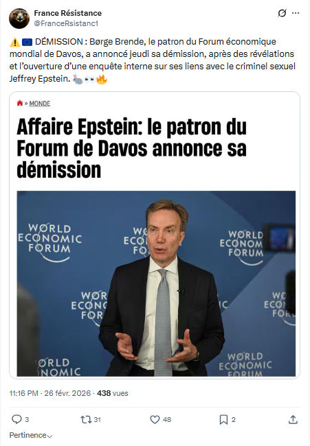 France Résistance: DÉMISSION : Børge Brende, le patron du Forum...