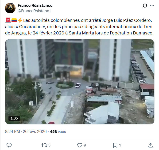 France Résistance: Les autorités colombiennes ont arrêté Jorge Luis Páez Cordero...
