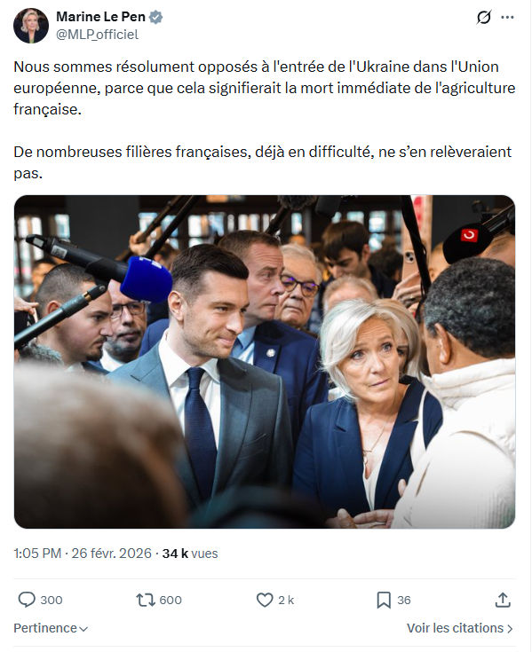 Marine Le Pen: Nous sommes résolument opposés...