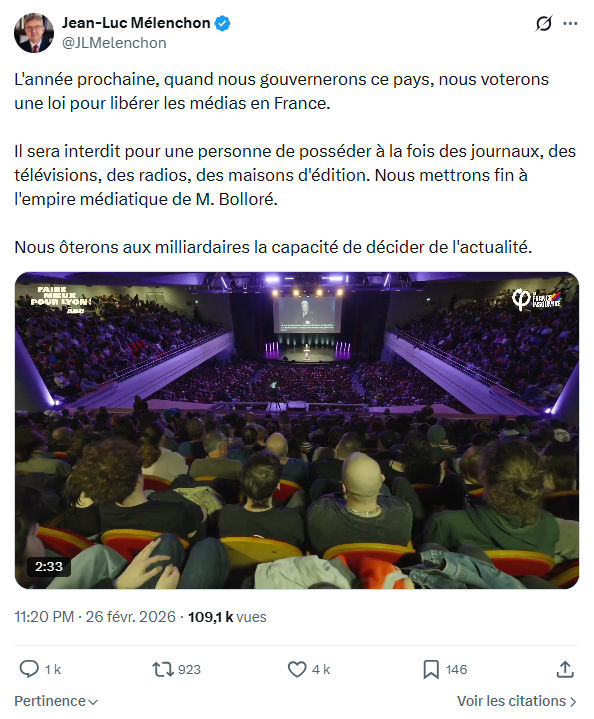 Jean-Luc Mélenchon: L'année prochaine, quand nous gouvernerons ce pays...