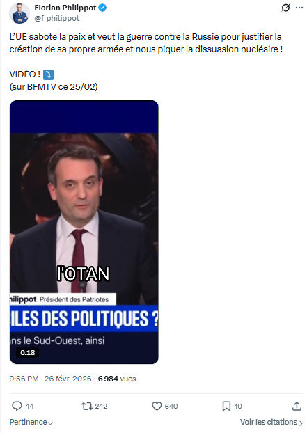Florian Philippot: L’UE sabote la paix et veut la guerre...