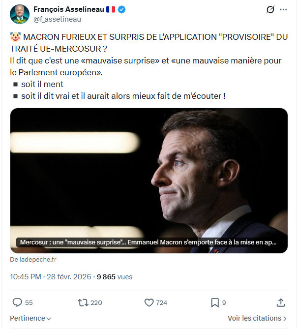 Francois Asselineau: MACRON FURIEUX ET SURPRIS DE L'APPLICATION...