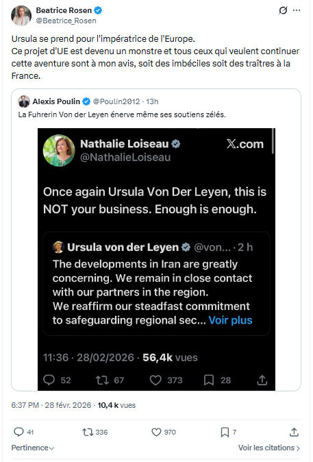 Béatrice Rosen: Ursula se prend pour l'impératrice de l'Europe...