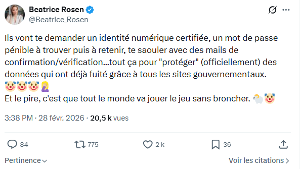 Béatrice Rosen: Ils vont te demander un identité numérique certifiée...