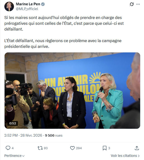 Marine Le Pen: Si les maires sont aujourd'hui obligés de prendre...