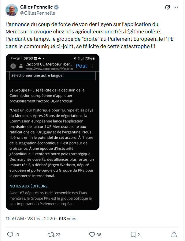 Gilles Pennelle: L'annonce du coup de force de von der Leyen...