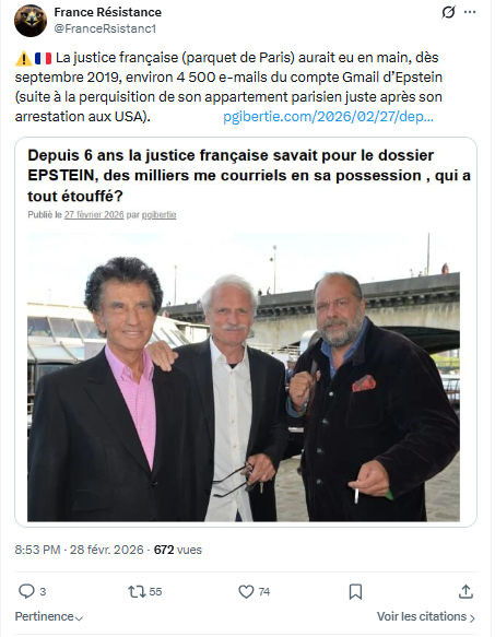 France Résistance: La justice française (parquet de Paris)...