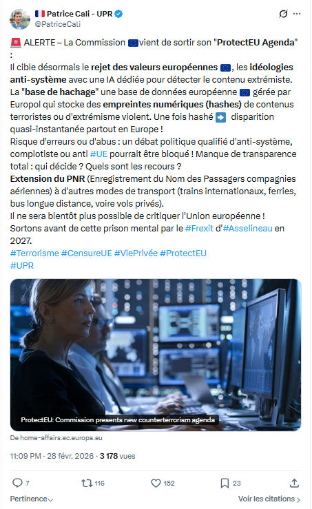 Patrice Cali: ALERTE – La Commission 🇪🇺vient de sortir son "ProtectEU Agenda"...
