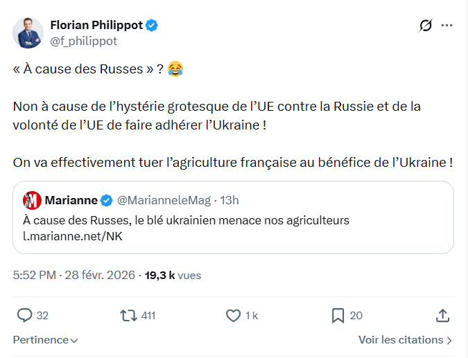 Florian Philippot:  « À cause des Russes »...