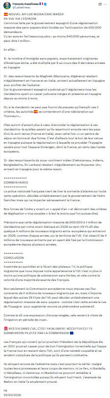 Francois Asselineau: NOUVEL AFFLUX MIGRATOIRE MASSIF EN VUE VIA L'ESPAGNE...