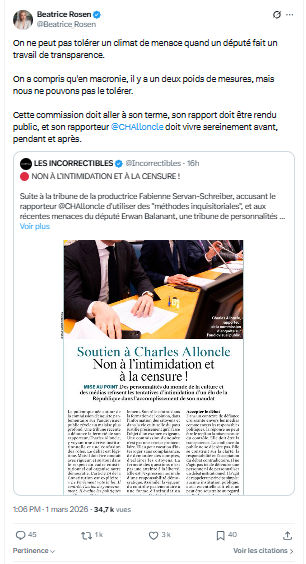 Béatrice Rosen: On ne peut pas tolérer un climat de menace...