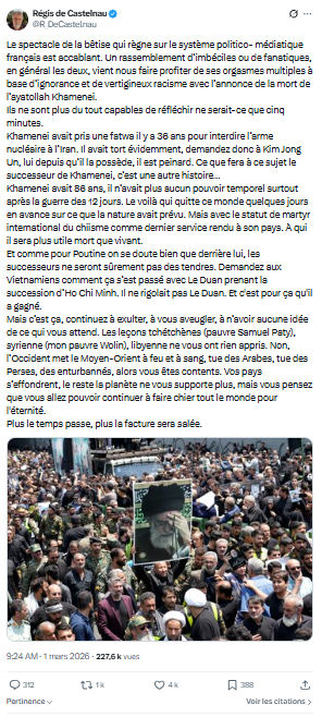 Régis de Castelnau: Le spectacle de la bêtise qui règne...
