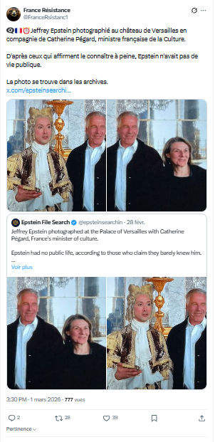 France Résistance: Jeffrey Epstein photographié au château de Versailles...