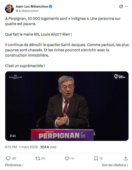 Jean-Luc Mélenchon: À Perpignan, 10 000 logements sont « indignes »...