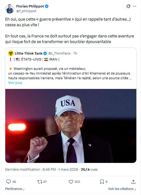 Florian Philippot: Eh oui, que cette « guerre préventive »...