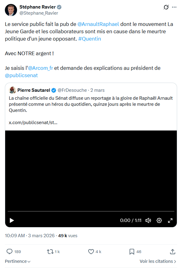 Stéphane Ravier: Le service public fait la pub de @ArnaultRaphael...