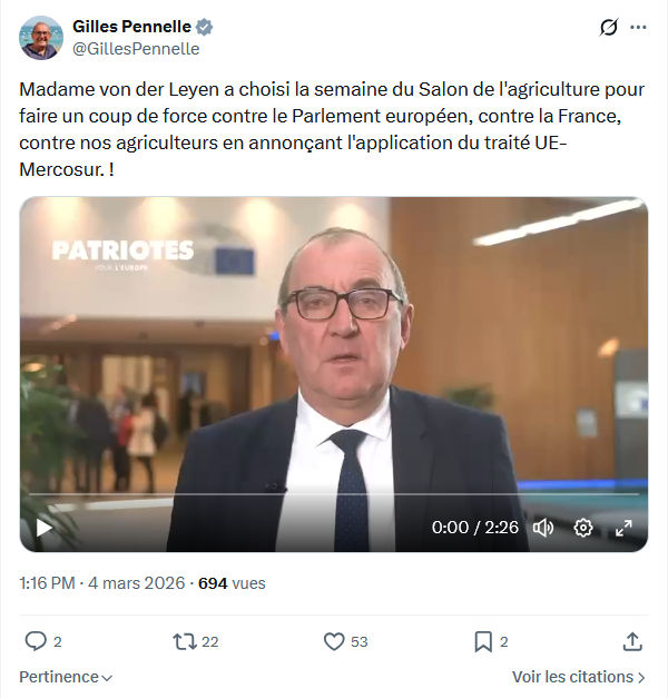 Gilles Pennelle: Madame von der Leyen a choisi la semaine...