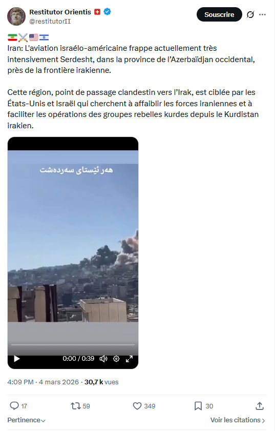 Restitutor Orientis: Iran: L'aviation israélo-américaine frappe...