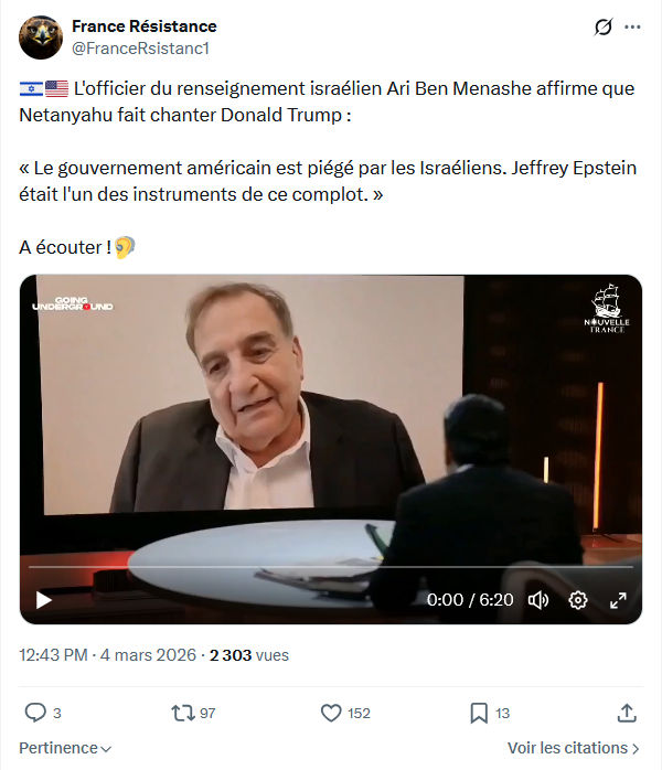 France Résistance: L'officier du renseignement israélien Ari Ben Menashe...