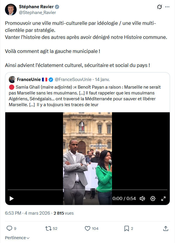 Stéphane Ravier: Promouvoir une ville multi-culturelle par idéologie...