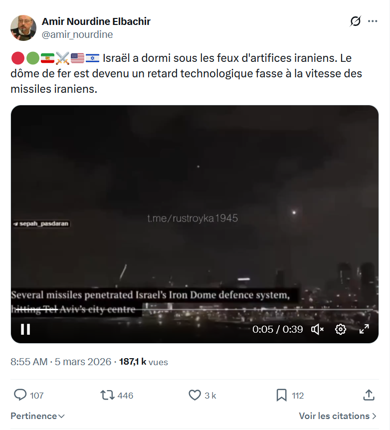 Amir Nourdine Elbachir: Israël a dormi sous les feux...