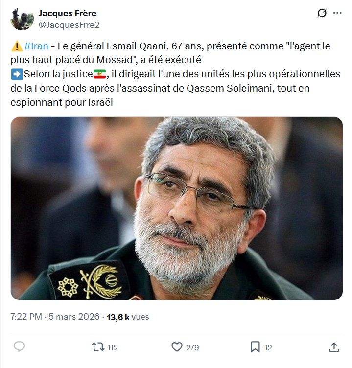 Jacques Frère: #Iran - Le général Esmail Qaani...