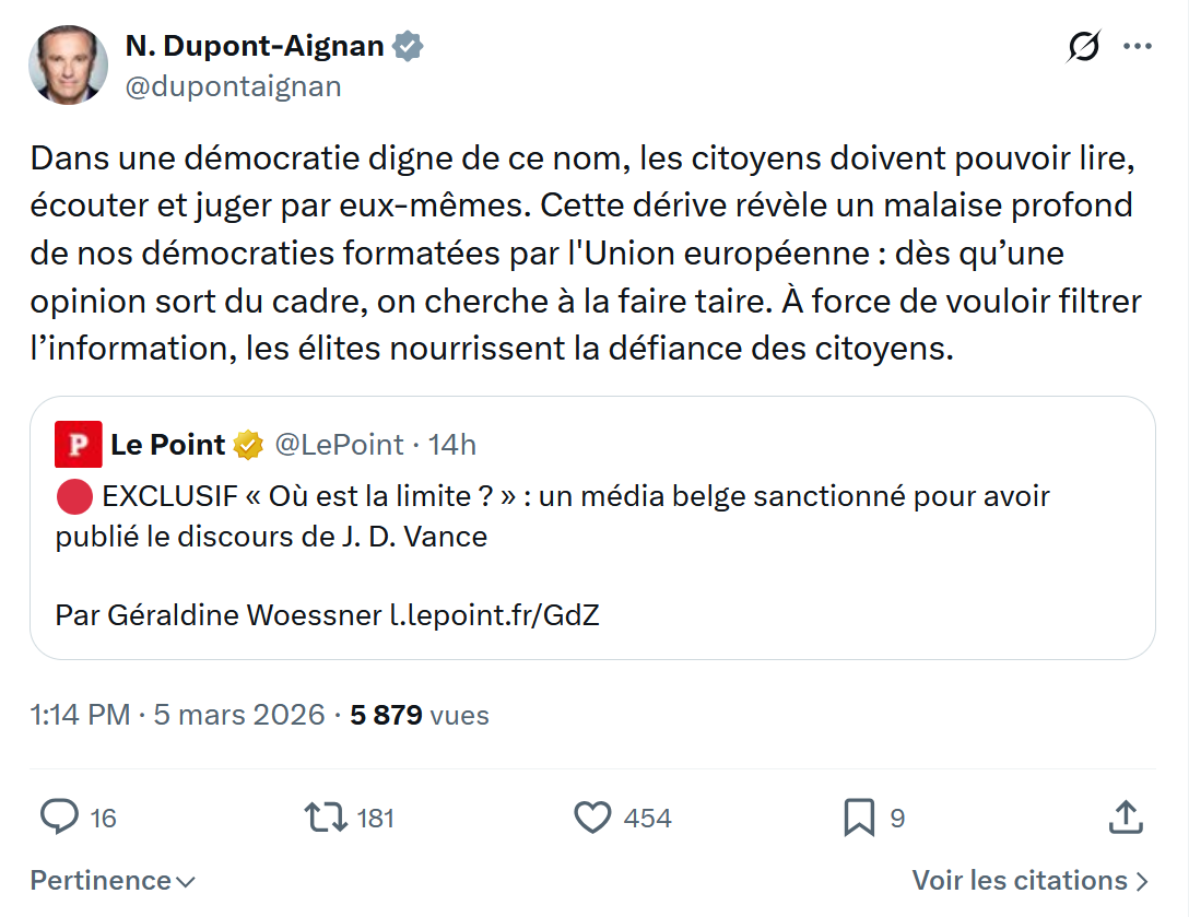 Nicolas Dupont-Aignan: Dans une démocratie digne de ce nom...