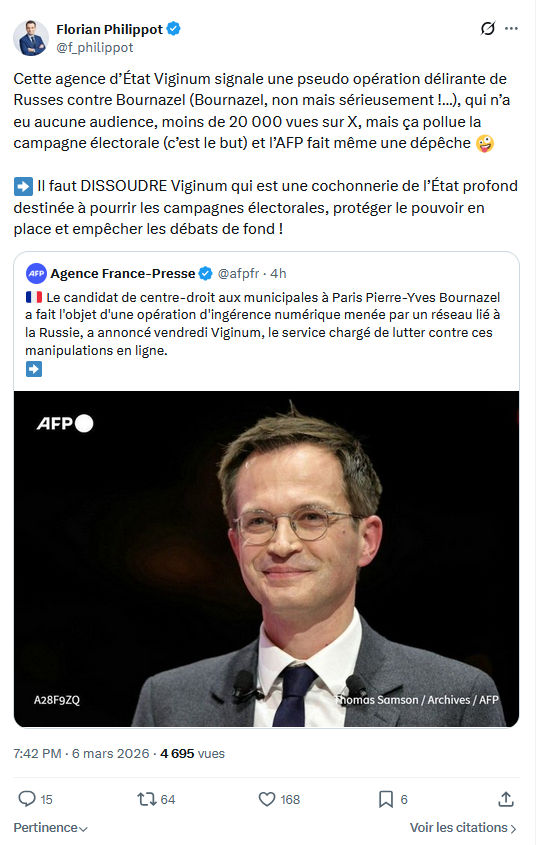 Florian Philippot: Cette agence d’État Viginum signale...