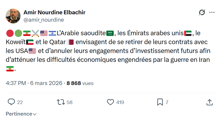 Amir Nourdine Elbachir: L’Arabie saoudite🇸🇦, les Émirats arabes...