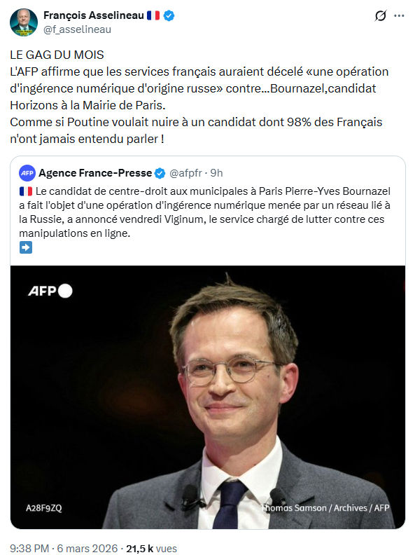 Francois Asselineau: LE GAG DU MOIS...