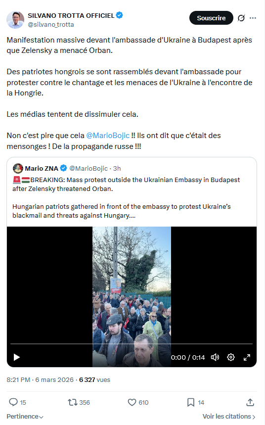 Silvano Trotta: Manifestation massive devant l'ambassade d'Ukraine...