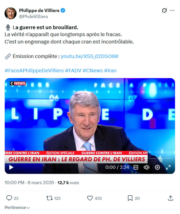Philippe de Villiers: La guerre est un brouillard...