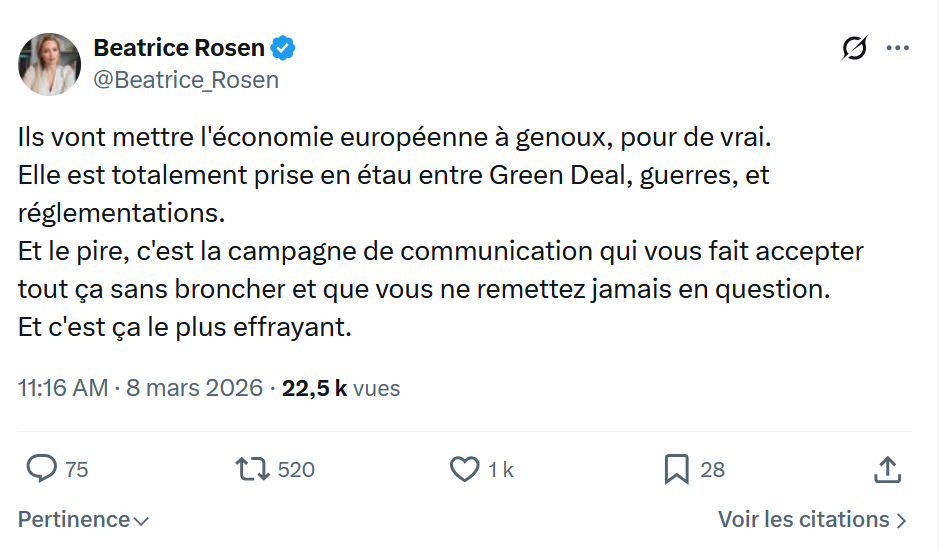 Béatrice Rosen: Ils vont mettre l'économie européenne à genoux...