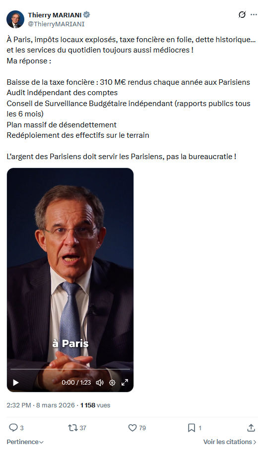 Thierry Mariani: À Paris, impôts locaux explosés...