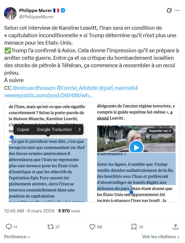 Philippe Murer: Selon cet interview de Karoline Leavitt...