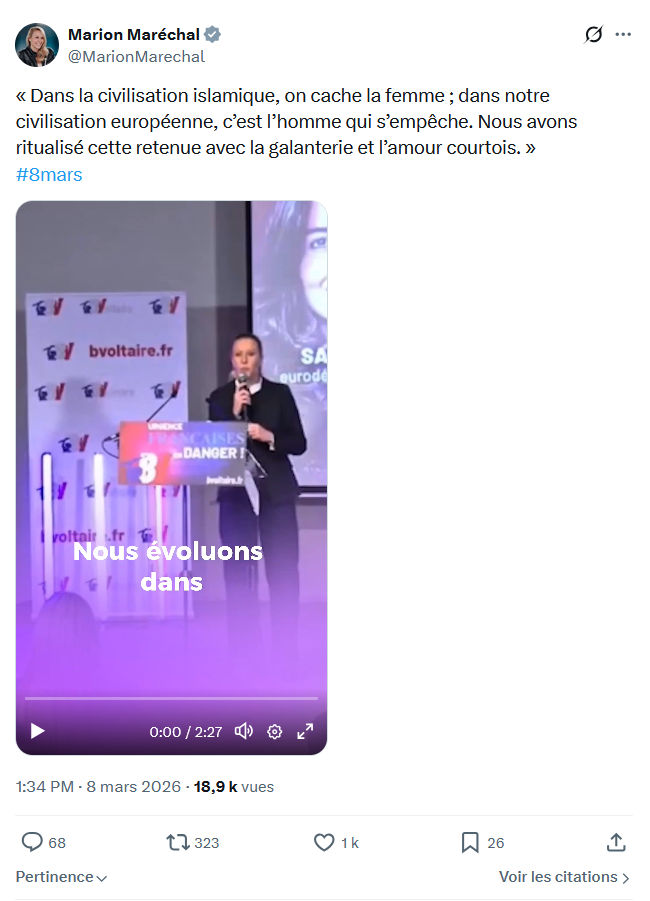 Marion Maréchal- Le Pen: Dans la civilisation islamique...
