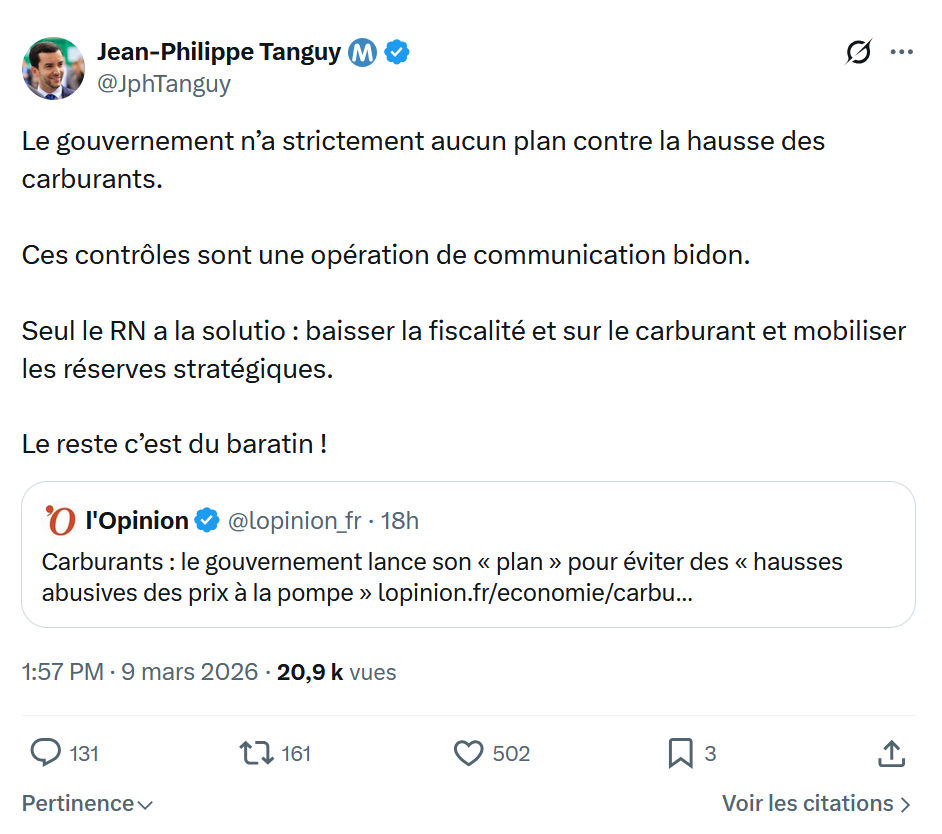 Jean-Philippe Tanguy: Le gouvernement n’a strictement aucun plan...